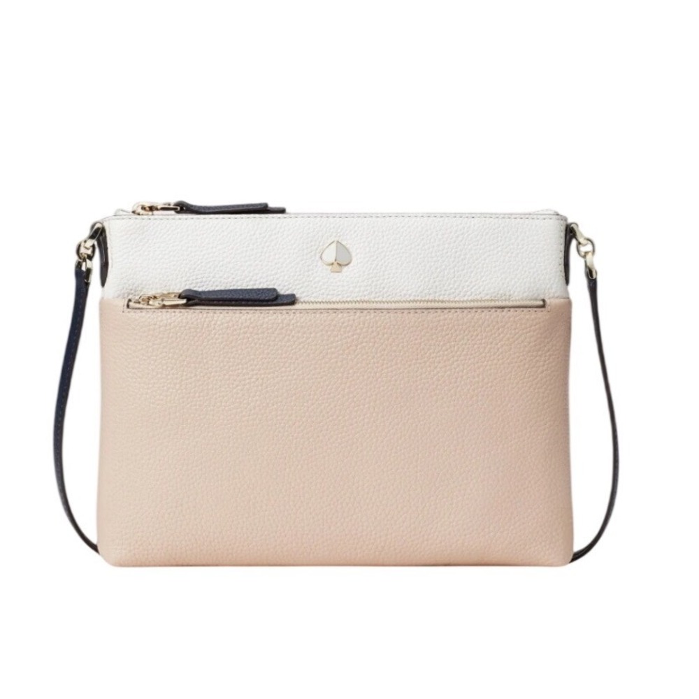 Kate Spade Vintage Y2K NY Pebbled Leather Pink White Crossbody Shoulder Bag